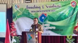 Bupati Ende, Yosep Badeoda, ketika memberikan sambutan pada saat launching desa cantik Wolotopo senin 28 April 2025 (Foto ; I.Like LF) 