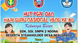 Flayer hari guru di Ngalupolo, kecamatan Ndona